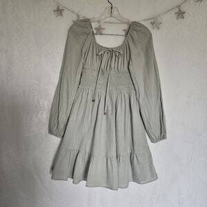 Lillusory Small Pastel 100% Cotton Layered Peasant Dress Milkmaid Balloon Sleeve